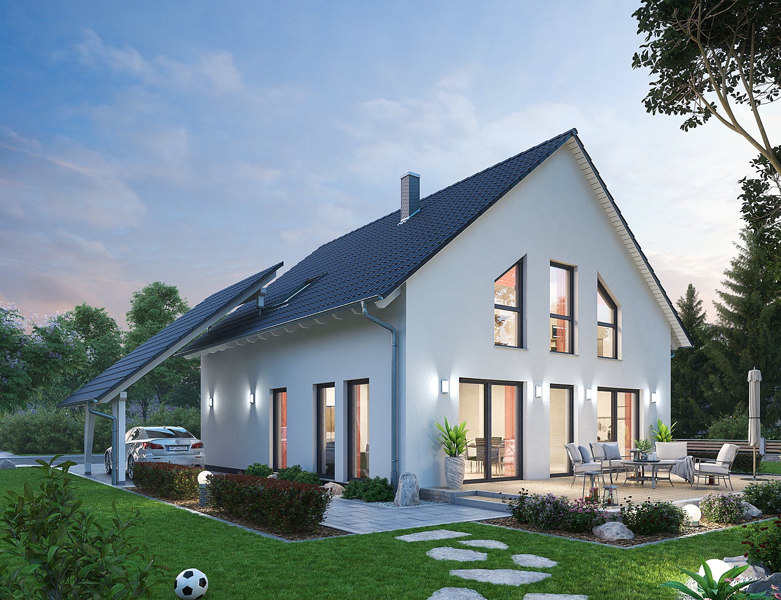 Massivhaus Einfamilienhaus EFH 143 von Ytong Bausatzhaus, Satteldach-Klassiker Außenansicht 2