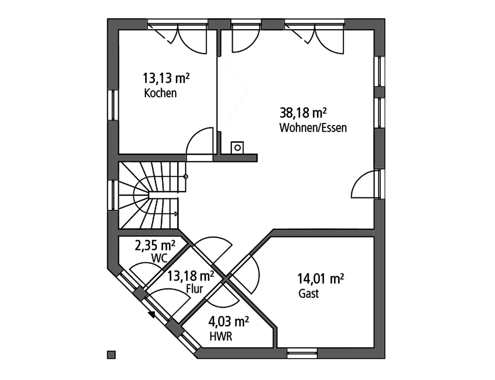 Massivhaus Einfamilienhaus EFH 143 von Ytong Bausatzhaus, Satteldach-Klassiker Grundriss 1
