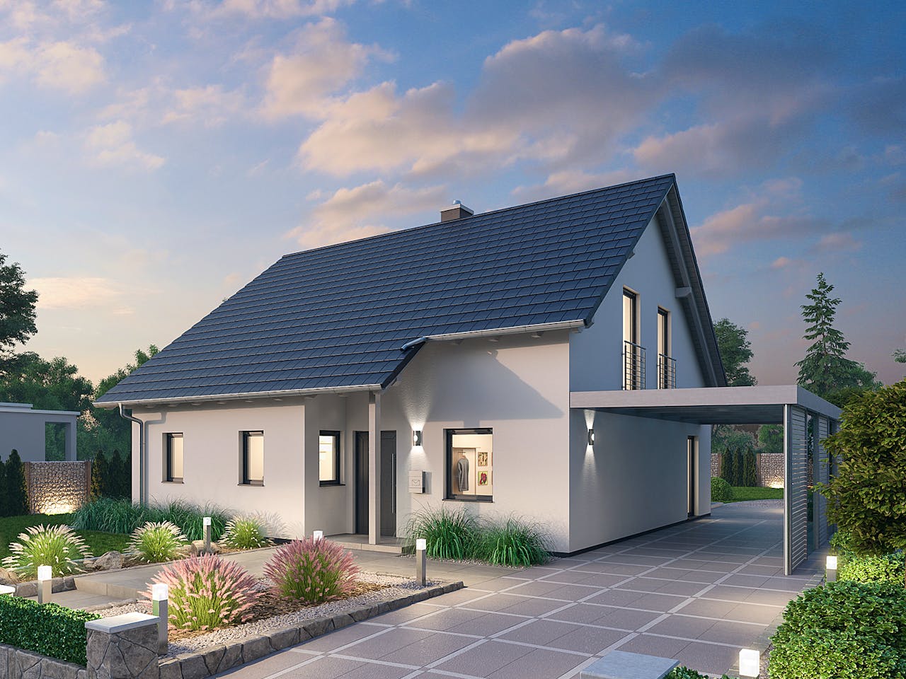 Massivhaus Aktionshaus EFH 144 von Ytong Bausatzhaus, Satteldach-Klassiker Außenansicht 1