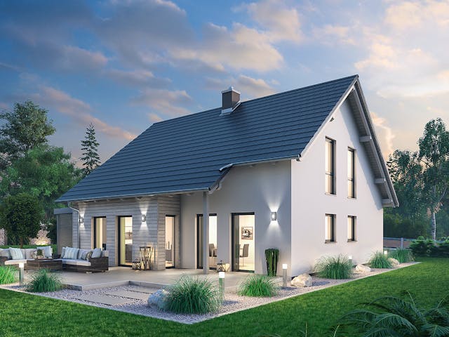 Massivhaus Aktionshaus EFH 144 von Ytong Bausatzhaus, Satteldach-Klassiker Außenansicht 2