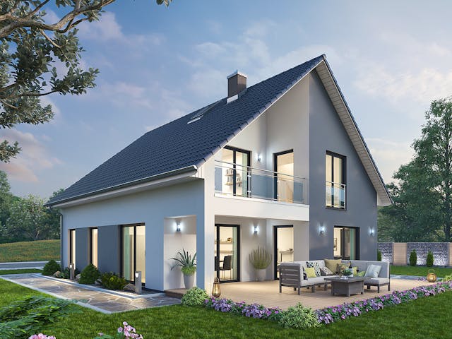 Massivhaus Einfamilienhaus EFH 147 von Ytong Bausatzhaus, Satteldach-Klassiker Außenansicht 2