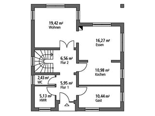 Massivhaus Einfamilienhaus EFH 147 von Ytong Bausatzhaus, Satteldach-Klassiker Grundriss 1