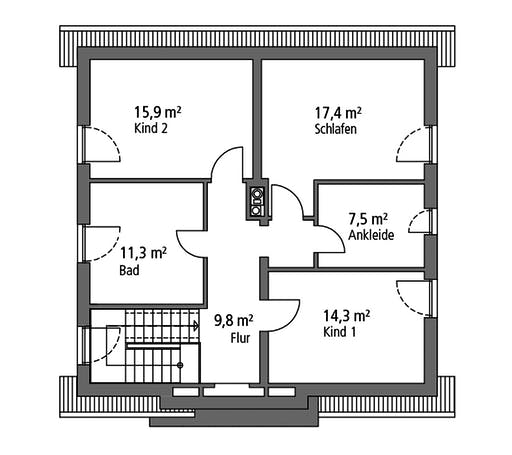 Massivhaus Einfamilienhaus EFH 148 von Ytong Bausatzhaus Bausatzhaus ab 137000€, Satteldach-Klassiker Grundriss 2