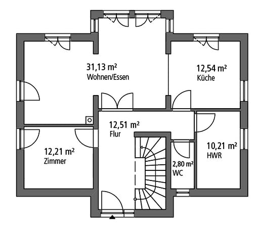 Massivhaus Einfamilienhaus EFH 151 von Ytong Bausatzhaus Bausatzhaus ab 150000€, Satteldach-Klassiker Grundriss 1