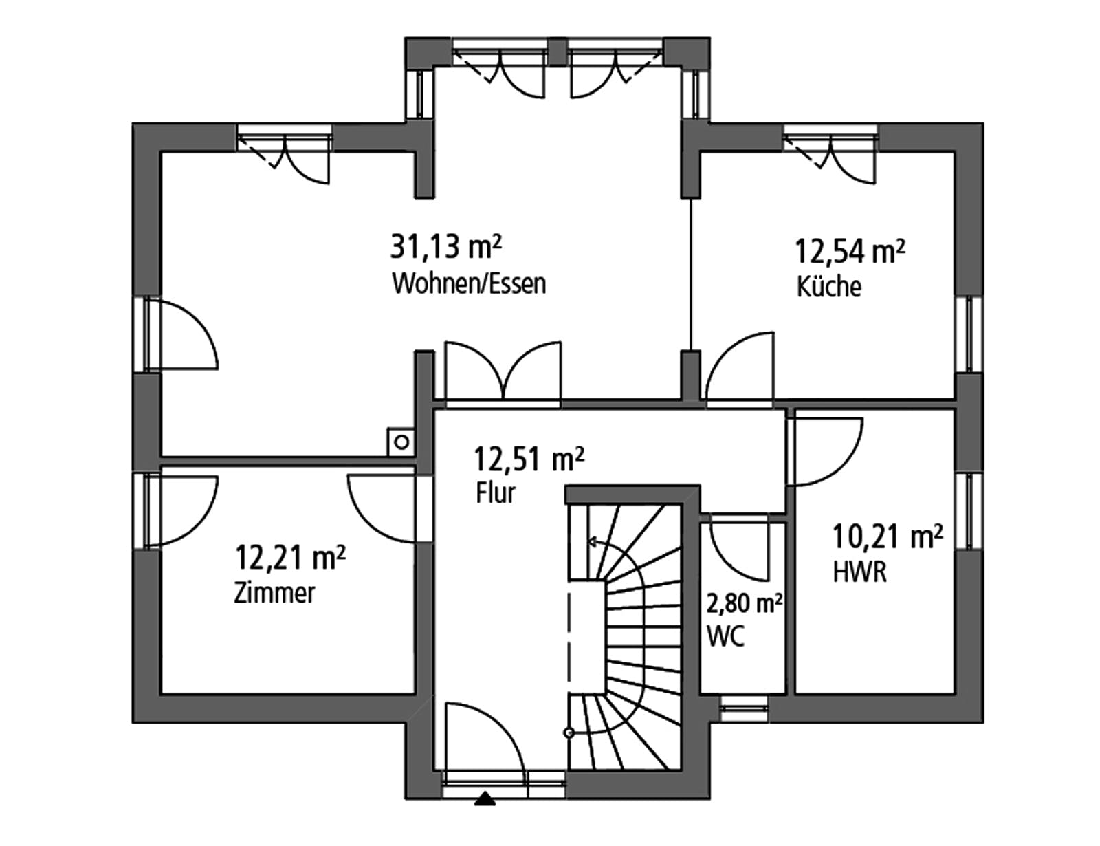 Massivhaus Einfamilienhaus EFH 151 von Ytong Bausatzhaus, Satteldach-Klassiker Grundriss 1