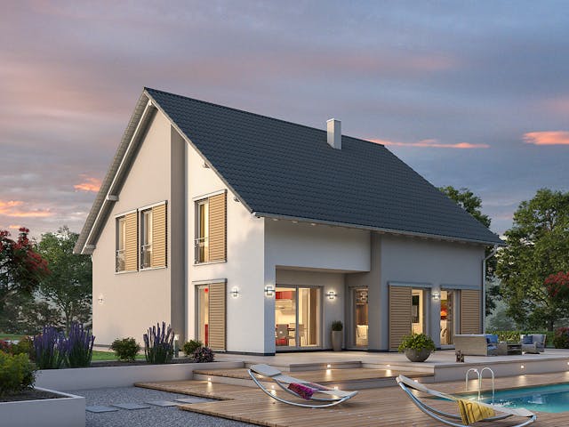 Massivhaus Einfamilienhaus EFH 173 von Ytong Bausatzhaus, Satteldach-Klassiker Außenansicht 2