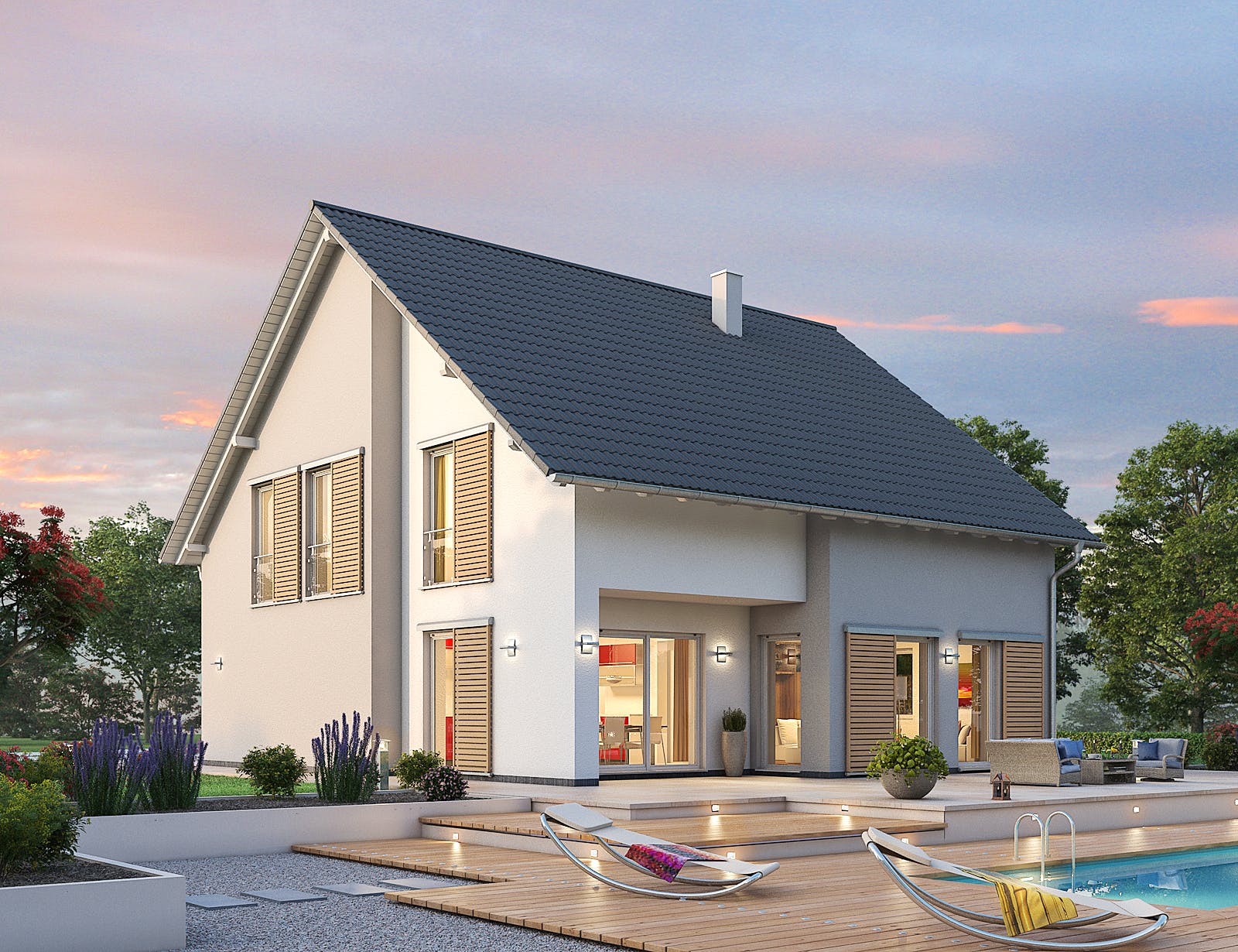 Massivhaus Einfamilienhaus EFH 173 von Ytong Bausatzhaus Bausatzhaus ab 191000€, Satteldach-Klassiker Außenansicht 2