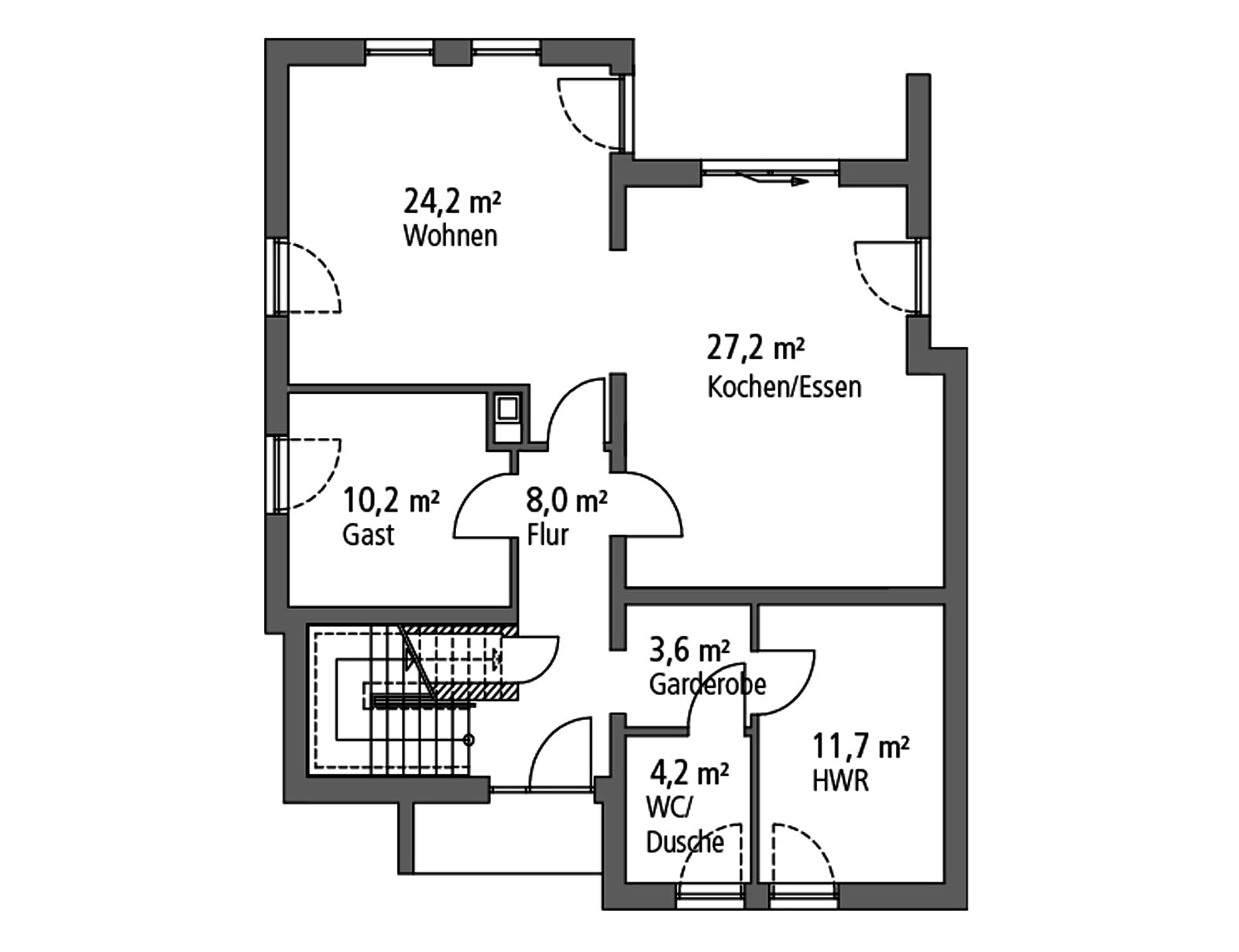 Massivhaus Einfamilienhaus EFH 173 von Ytong Bausatzhaus Bausatzhaus ab 191000€, Satteldach-Klassiker Grundriss 1