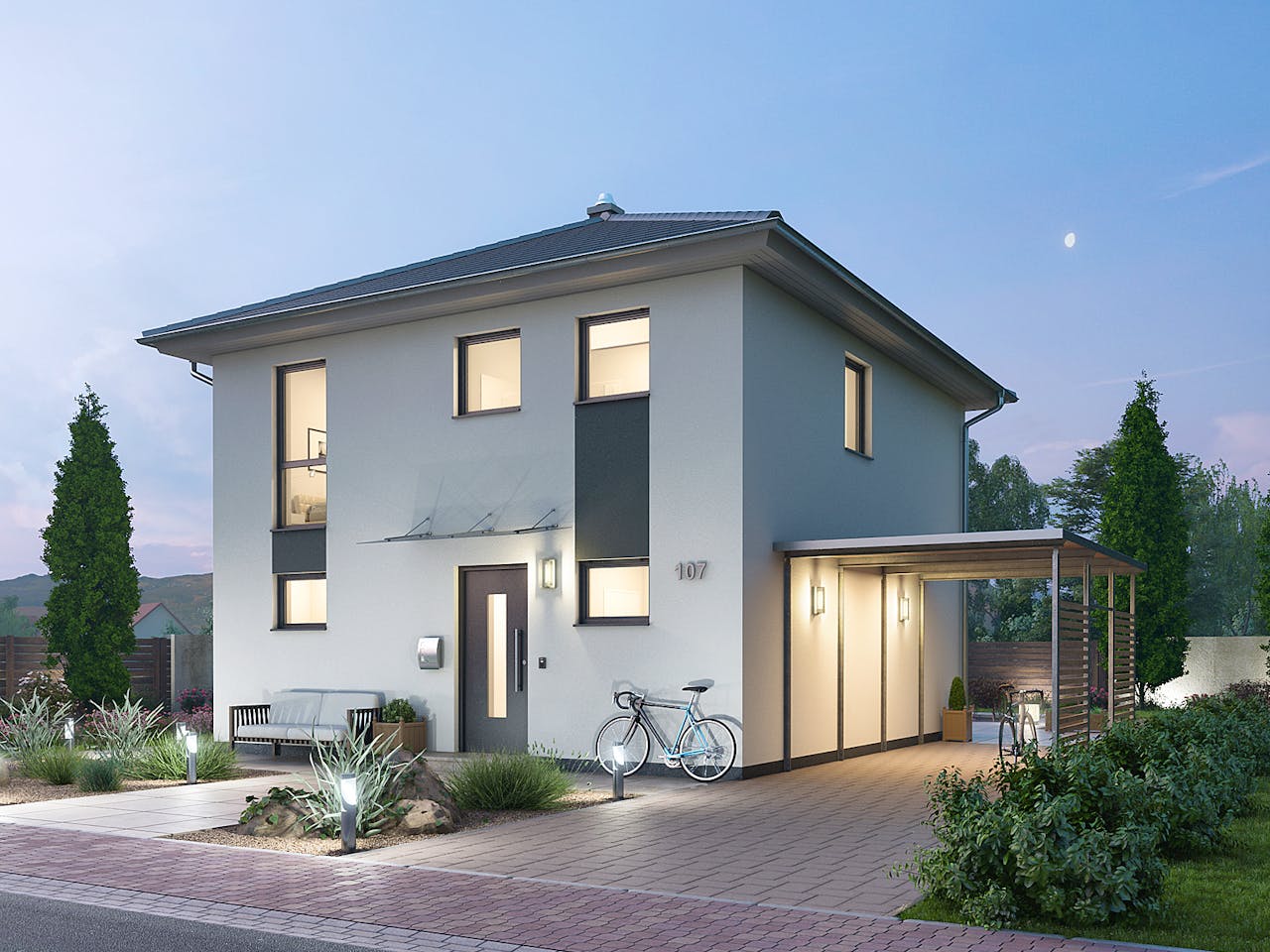 Massivhaus Stadtvilla STV 107 von Ytong Bausatzhaus, Stadtvilla Außenansicht 1