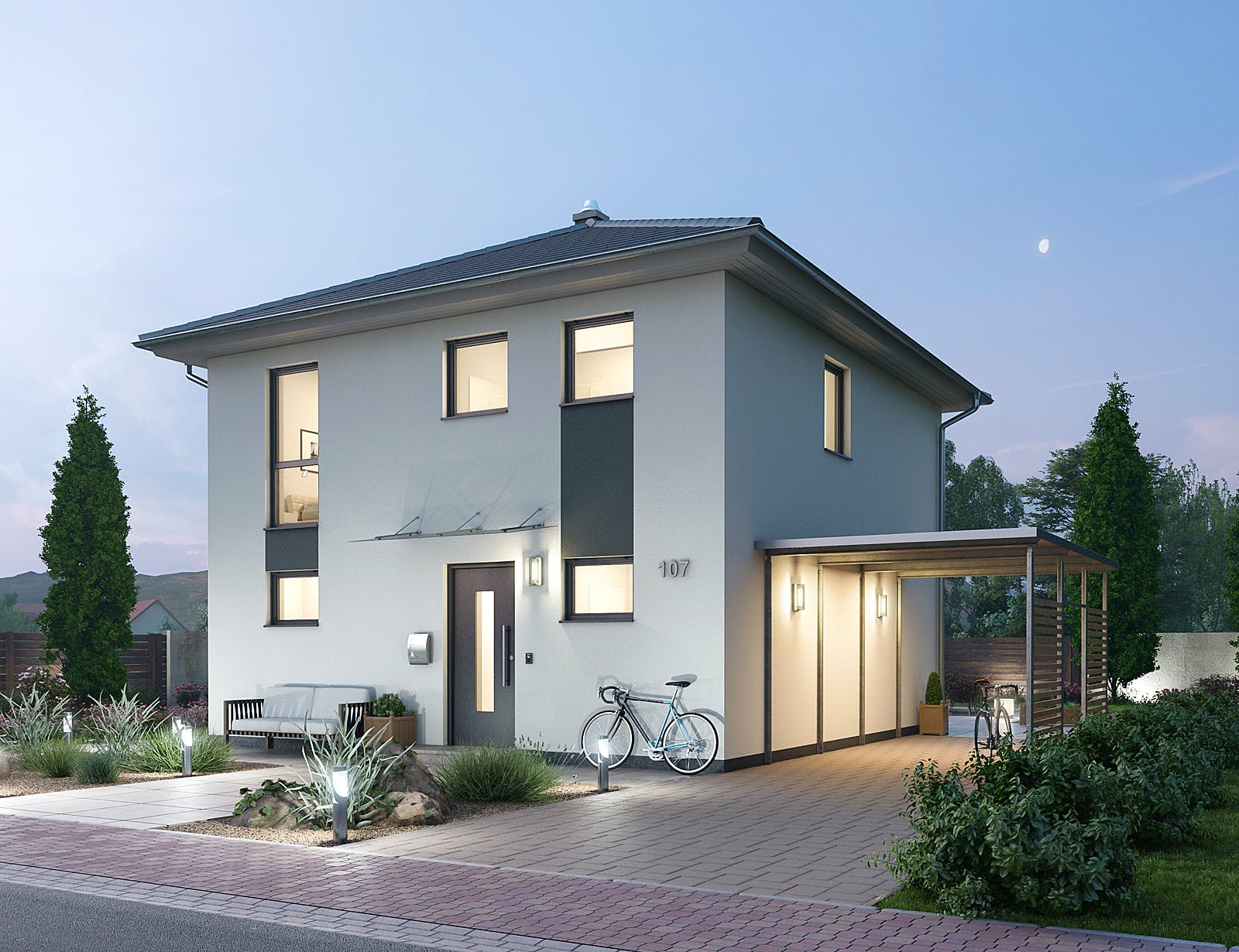 Massivhaus Stadtvilla STV 107 von Ytong Bausatzhaus, Stadtvilla Außenansicht 1