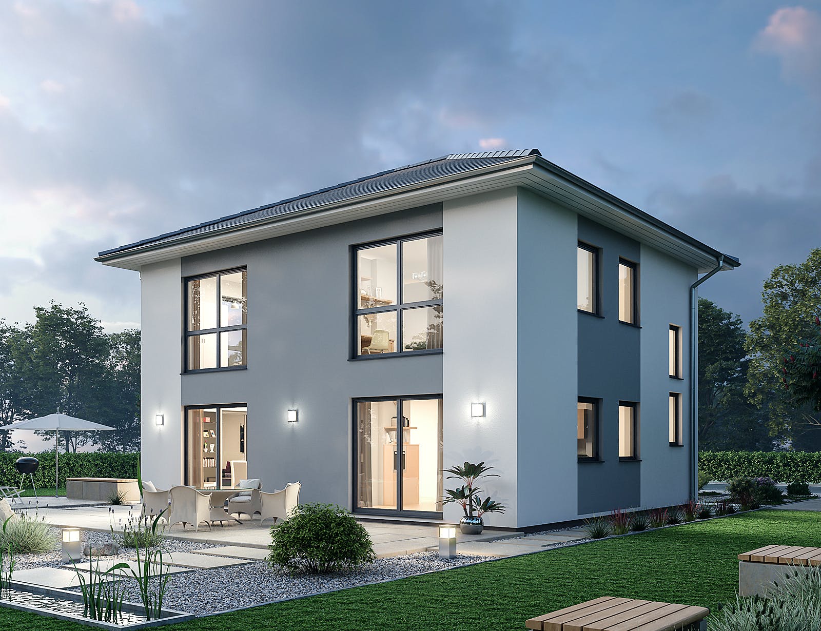 Massivhaus Stadtvilla STV 133 von Ytong Bausatzhaus Bausatzhaus ab 161000€, Stadtvilla Außenansicht 1