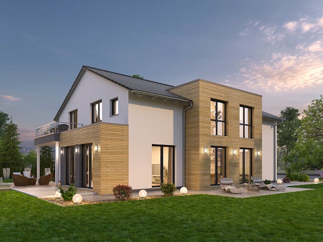 Massivhaus Zweifamilienhaus ZFH 244 von Ytong Bausatzhaus, Satteldach-Klassiker Außenansicht 2