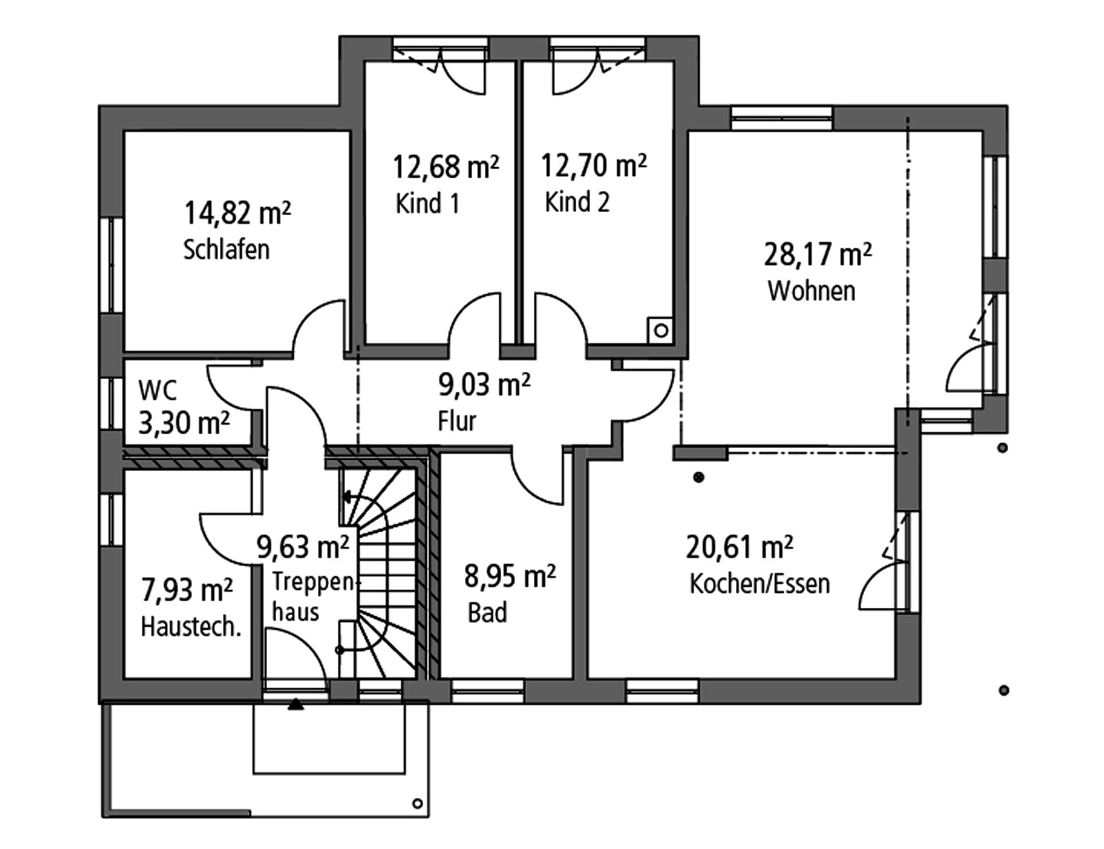 Massivhaus Zweifamilienhaus ZFH 244 von Ytong Bausatzhaus, Satteldach-Klassiker Grundriss 1