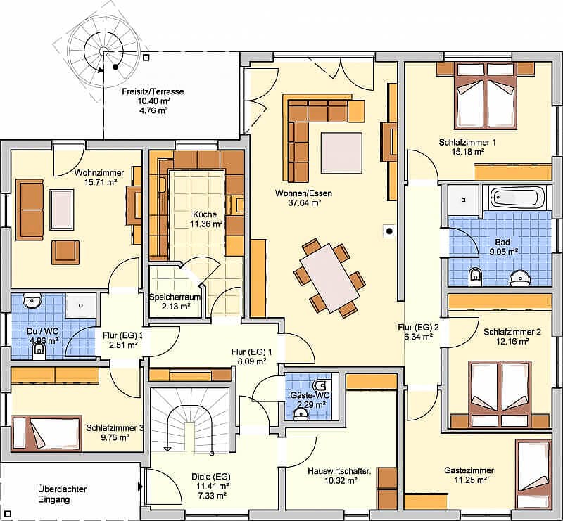 Fertighaus Eris von FINGERHUT-HAUS Schlüsselfertig ab 804991€, Stadtvilla Grundriss 1