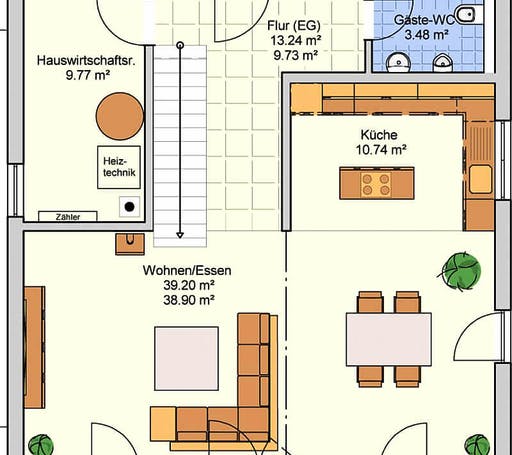 Fertighaus Mediol von Fingerhut Haus Schlüsselfertig ab 397555€, Stadtvilla Grundriss 1