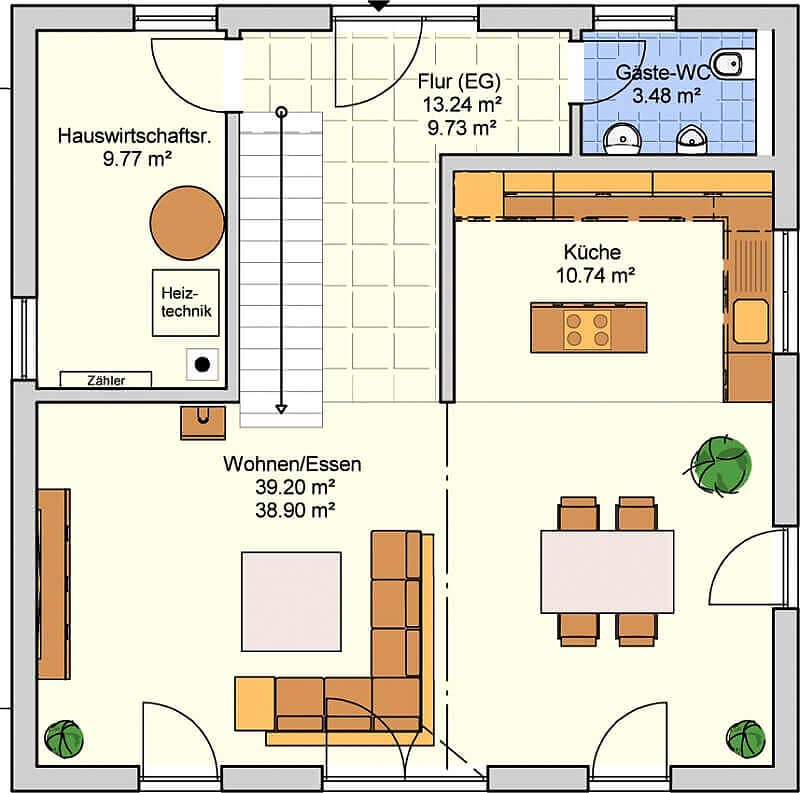 Fertighaus Mediol von FINGERHUT-HAUS Schlüsselfertig ab 434793€, Stadtvilla Grundriss 1