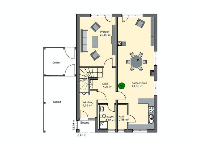 Massivhaus Kundenhaus Eichner von Zaunmüller Massivhaus, Satteldach-Klassiker Grundriss 1
