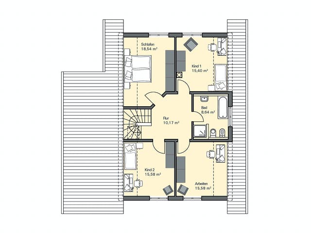 Massivhaus Kundenhaus Eichner von Zaunmüller Massivhaus, Satteldach-Klassiker Grundriss 2