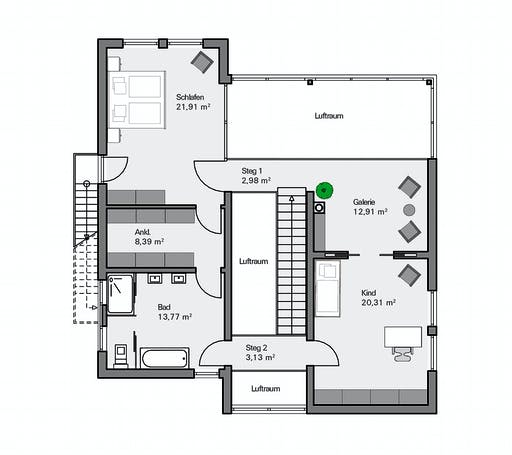 Fertighaus Kundenhaus Jonas von Witt Zimmerei, Pultdachhaus Grundriss 2