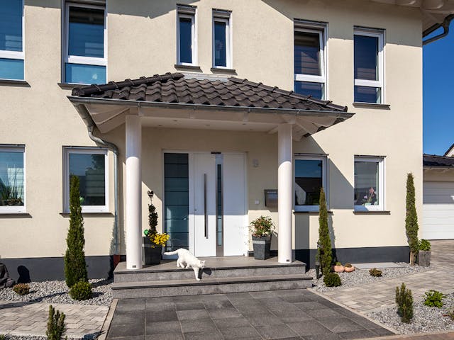 Fertighaus Kundenhaus Lindner von Witt Zimmerei, Stadtvilla Außenansicht 3