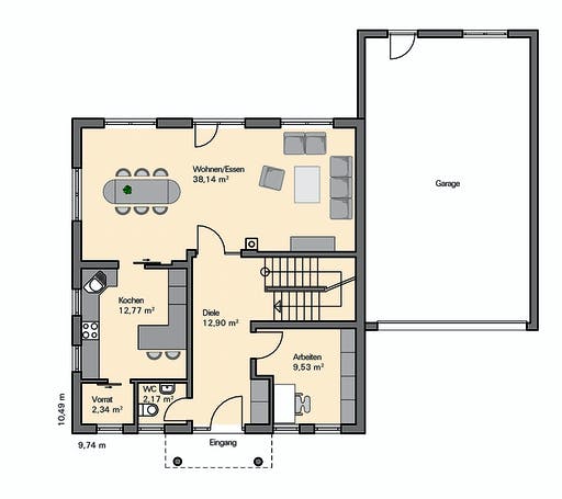 Fertighaus Kundenhaus Lindner von Witt Zimmerei, Stadtvilla Grundriss 1