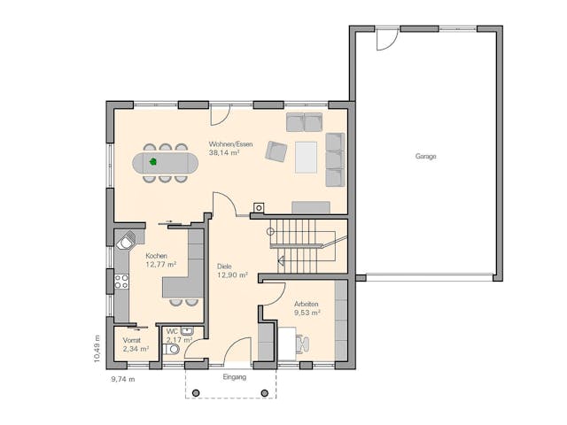 Fertighaus Kundenhaus Lindner von Witt Zimmerei, Stadtvilla Grundriss 1