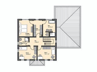 Fertighaus Kundenhaus Lindner von Witt Zimmerei, Stadtvilla Grundriss 2