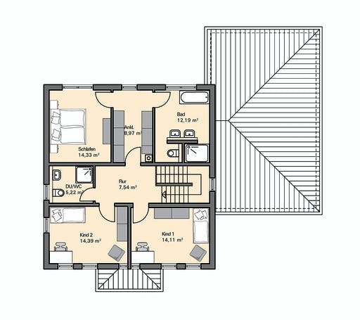 Fertighaus Kundenhaus Lindner von Witt Zimmerei, Stadtvilla Grundriss 2