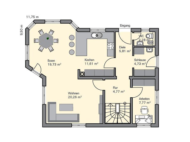 Massivhaus Kundenhaus Niedermayer von Zaunmüller Massivhaus, Satteldach-Klassiker Grundriss 1