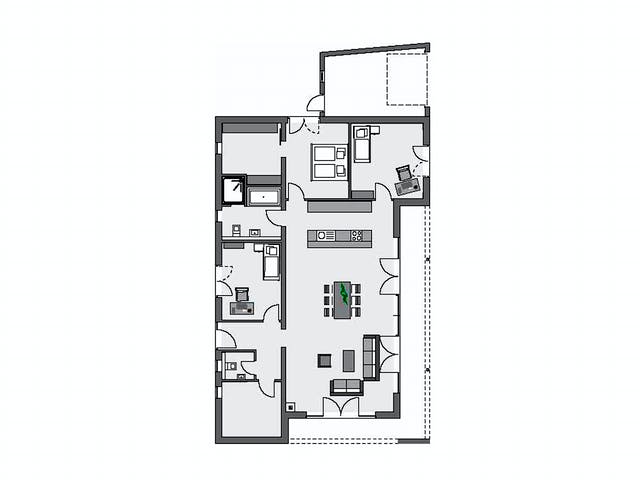 Massivhaus Kundenhaus Winter von Zaunmüller Massivhaus, Bungalow Grundriss 1