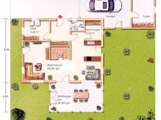 Fertighaus Zell von Holzhaus Rosskopf Schlüsselfertig ab 489000€, Blockhaus Grundriss 1