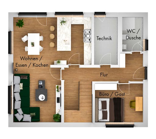 Fertighaus Konzepthaus Hammerberg von Ziegler Haus Schlüsselfertig ab 309000€, Satteldach-Klassiker Grundriss 1